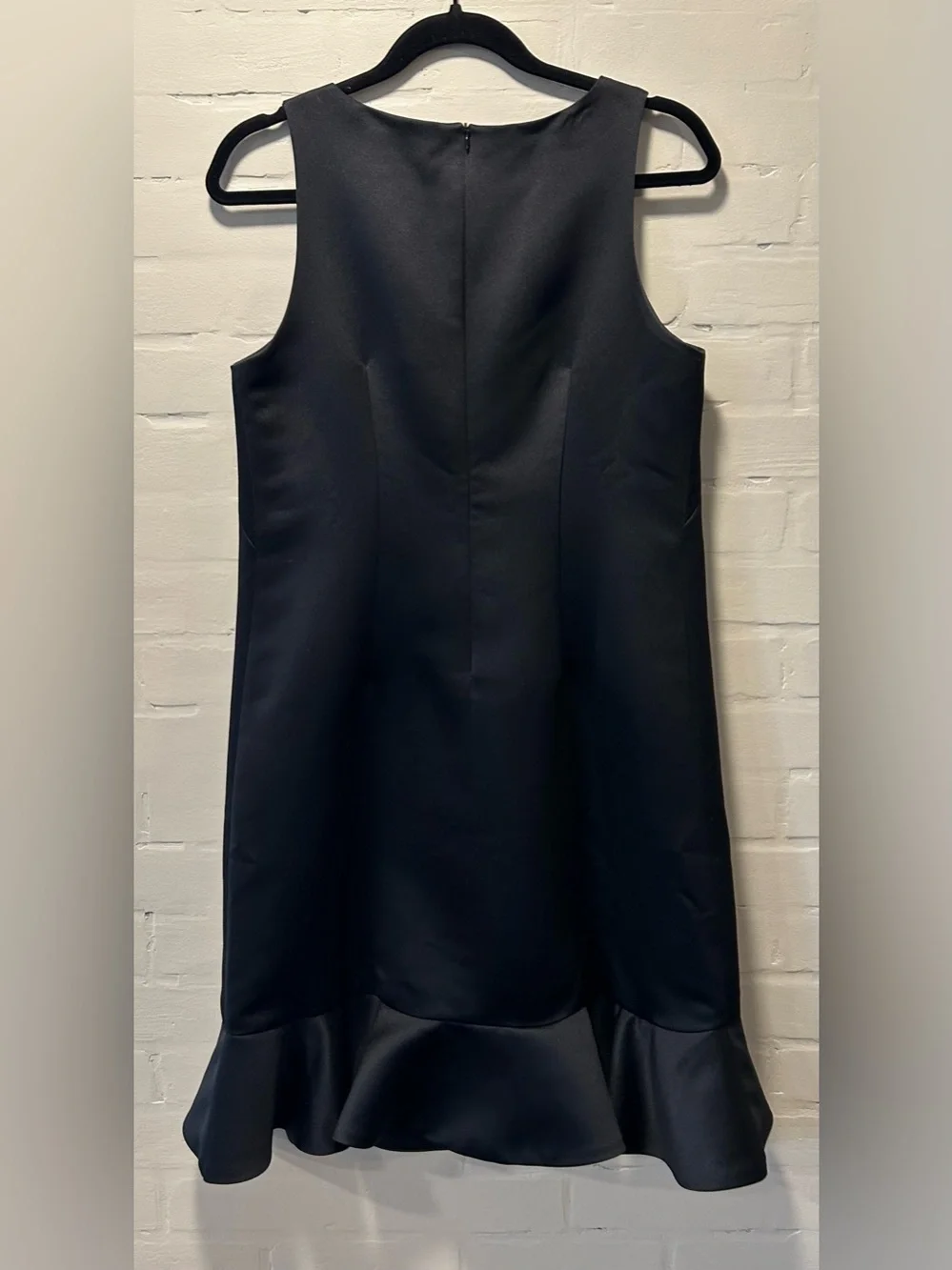 Camilyn Beth Sasha Black Satin Ruffle Flounce Hem Mini Dress Size 6 - Picture 7 of 9